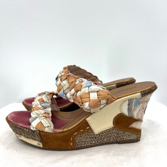 Kenzie Janie Patchwork Fabric Wedge Boho Sandals Women's 10 M - Picture 2 of 9